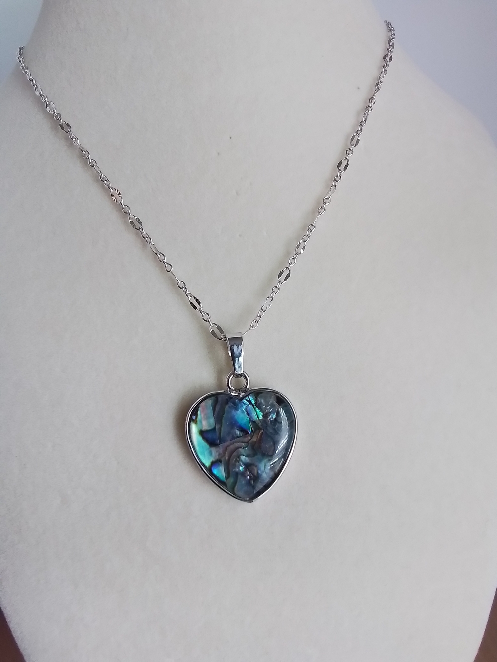 Heart Abalone Shell Pendant Necklace